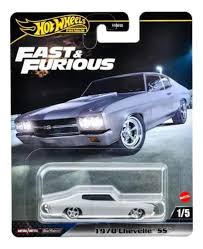 Hot Wheels Premium 1970 Chevy SS Fast & Furious Plata Escudería Miniatura