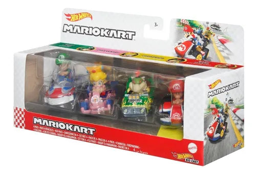Hot Wheels Mario Kart 4 Pack Escudería Miniatura