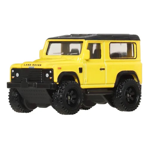 Hot Wheels Premium Land Rover Defender 90 Amarillo Escudería Miniatura