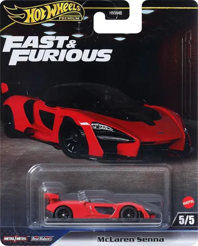 Hot Wheels Premium McLaren Senna Fast & Furious Rojo Escudería Miniatura